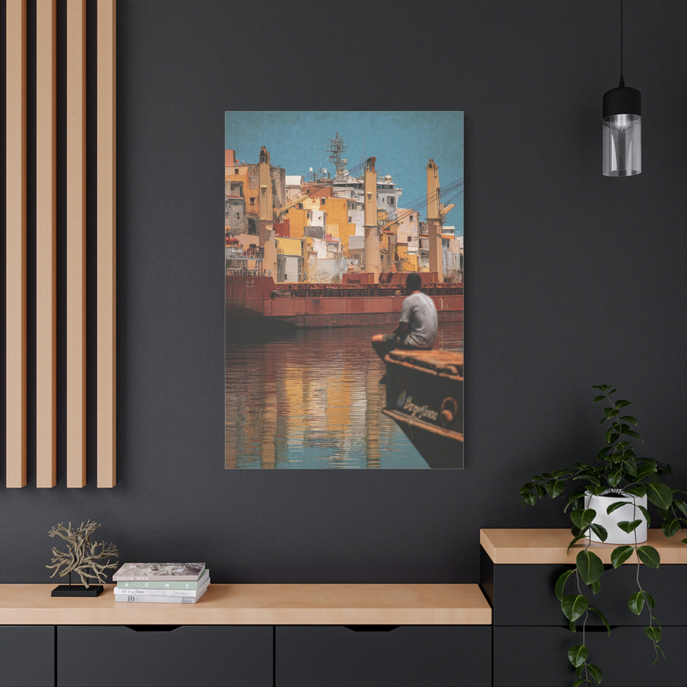 Mediterranean Industrial Harbor Contemporary Wall Art & Canvas Print