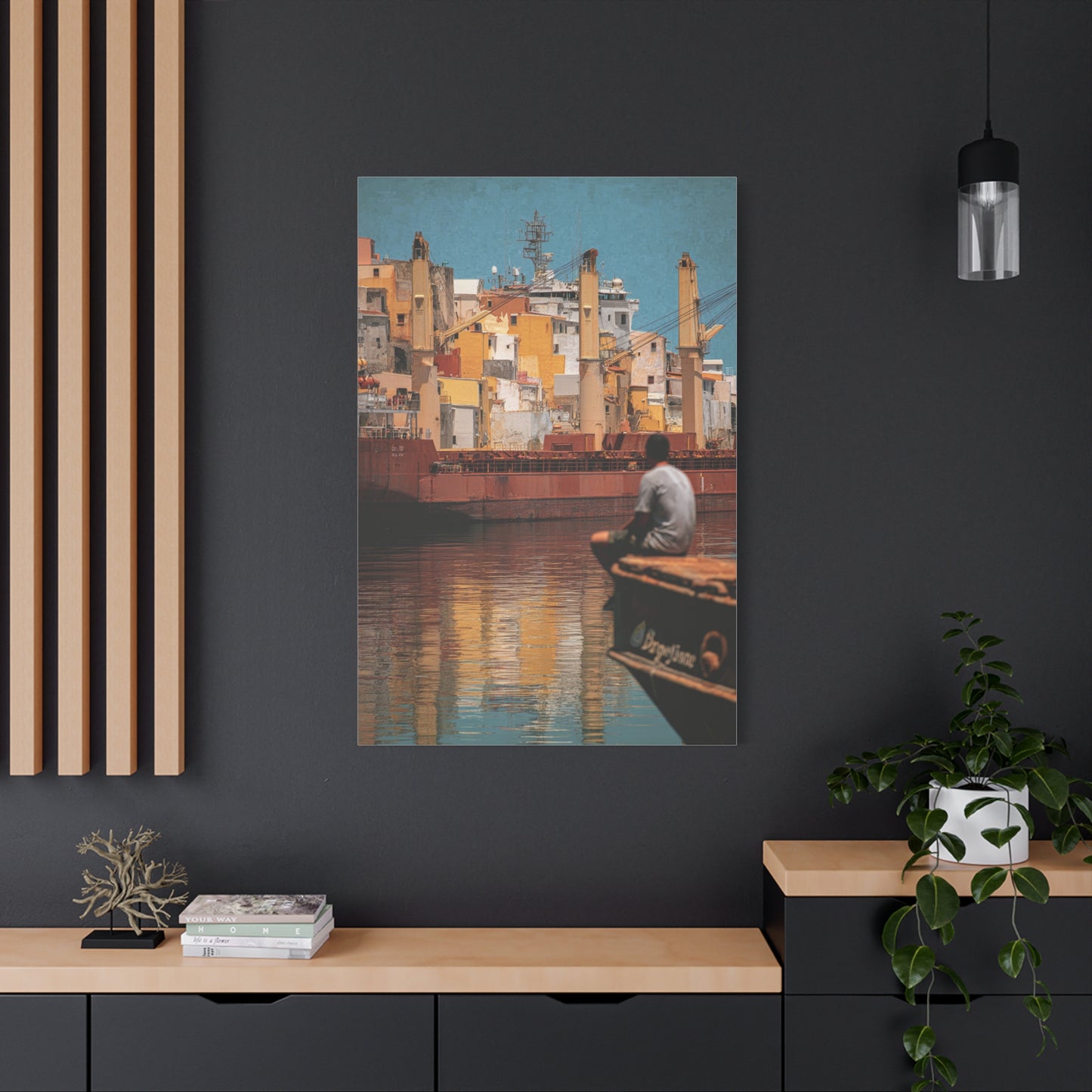 Mediterranean Industrial Harbor Contemporary Wall Art & Canvas Print