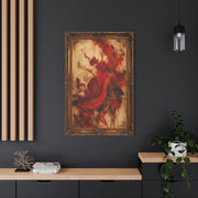 Vintage Framed Red Expressionist Painting Wall Art & Canvas Print