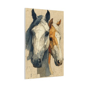 Dual Horse Portrait Sketch Wall Art & Canvas Print