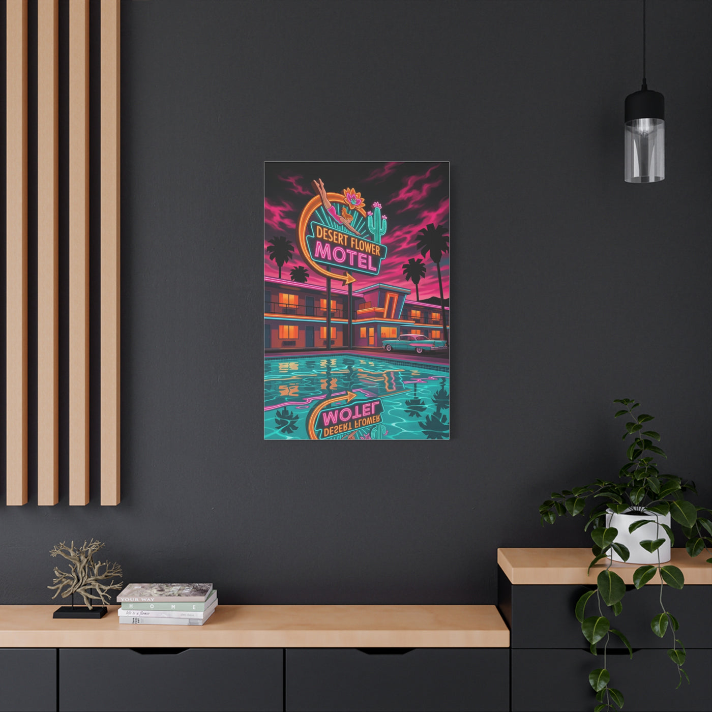 Retro Desert Flower Motel Pop-Art Wall Art & Canvas Print