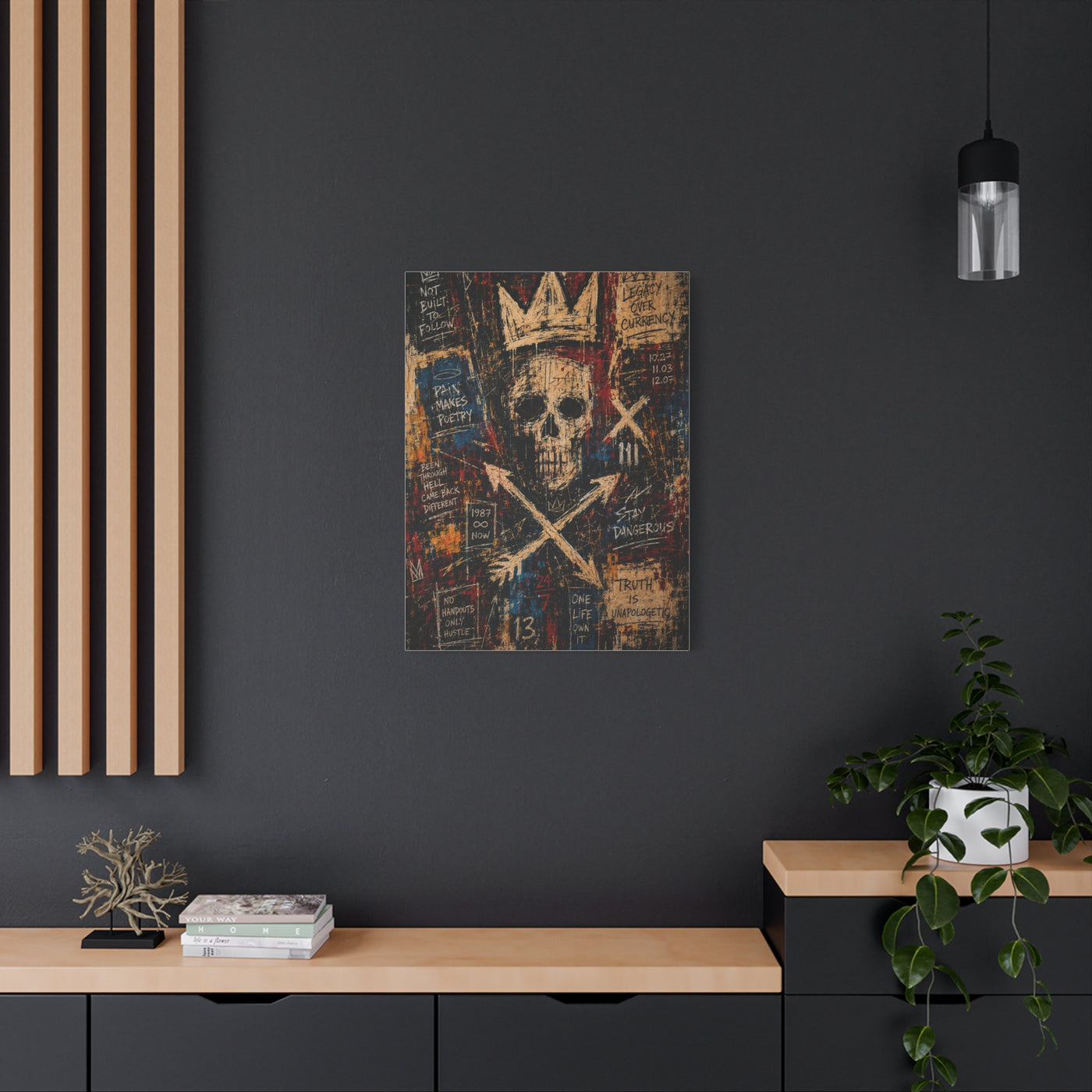 Crowned Skull Rebellion Street Wall Art & Canvas Print