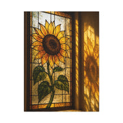 Golden Light Stained Glass Sunflower Wall Art & Canvas Print