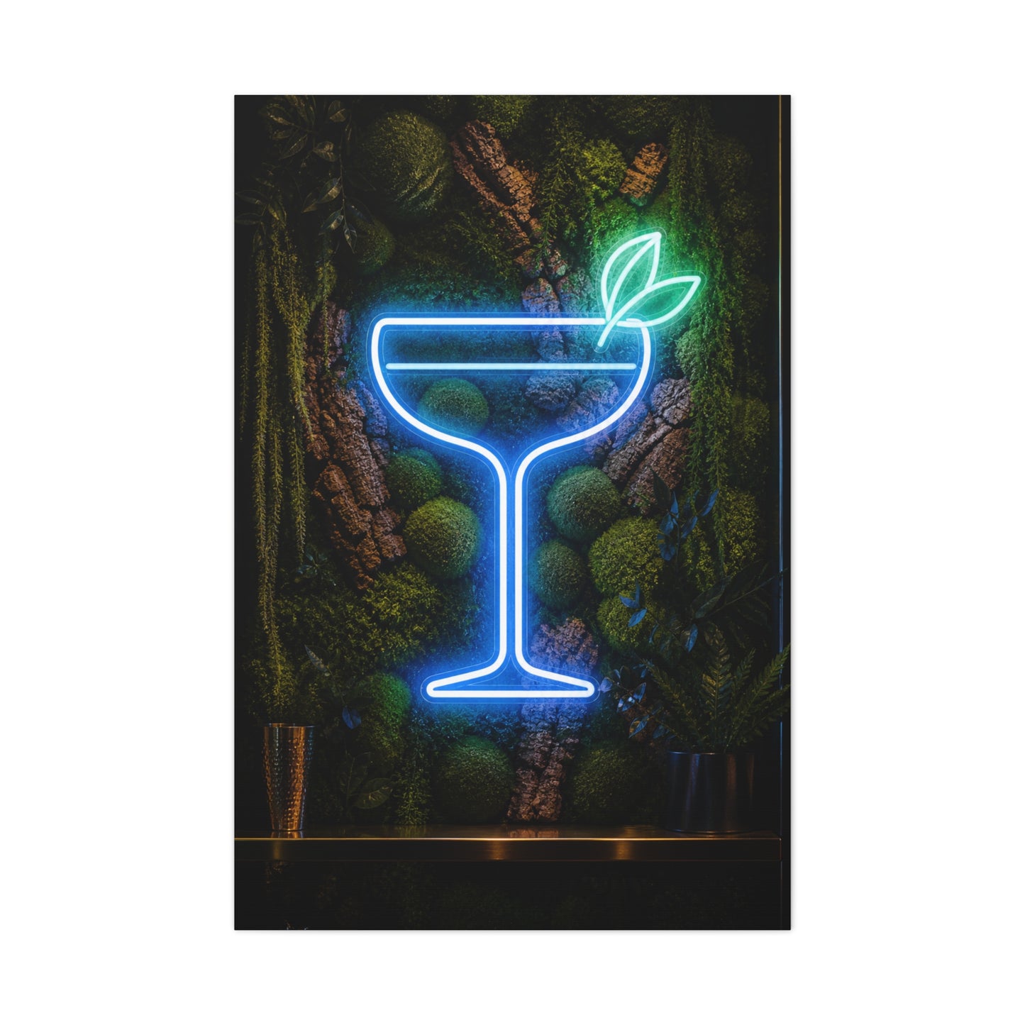 Moss Neon Cocktail Sculpture Wall Art & Canvas Print