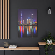 Shanghai Skyline Night Reflections Wall Art & Canvas Print