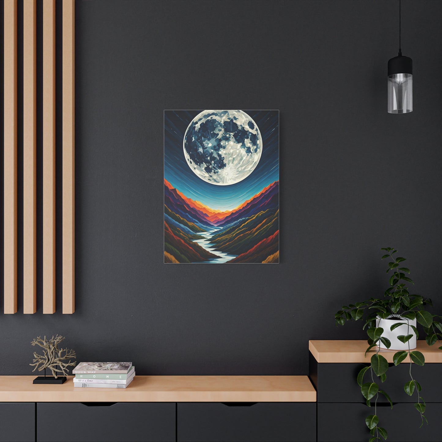 Midnight Moonlit Peaks Wall Art & Canvas Print