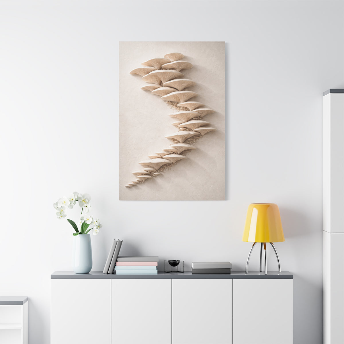 Minimalist Sculptural Oyster Mushroom Cascade Wall Art & Canvas Print