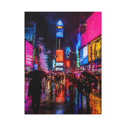 Times Square Neon Rain Night Wall Art & Canvas Print