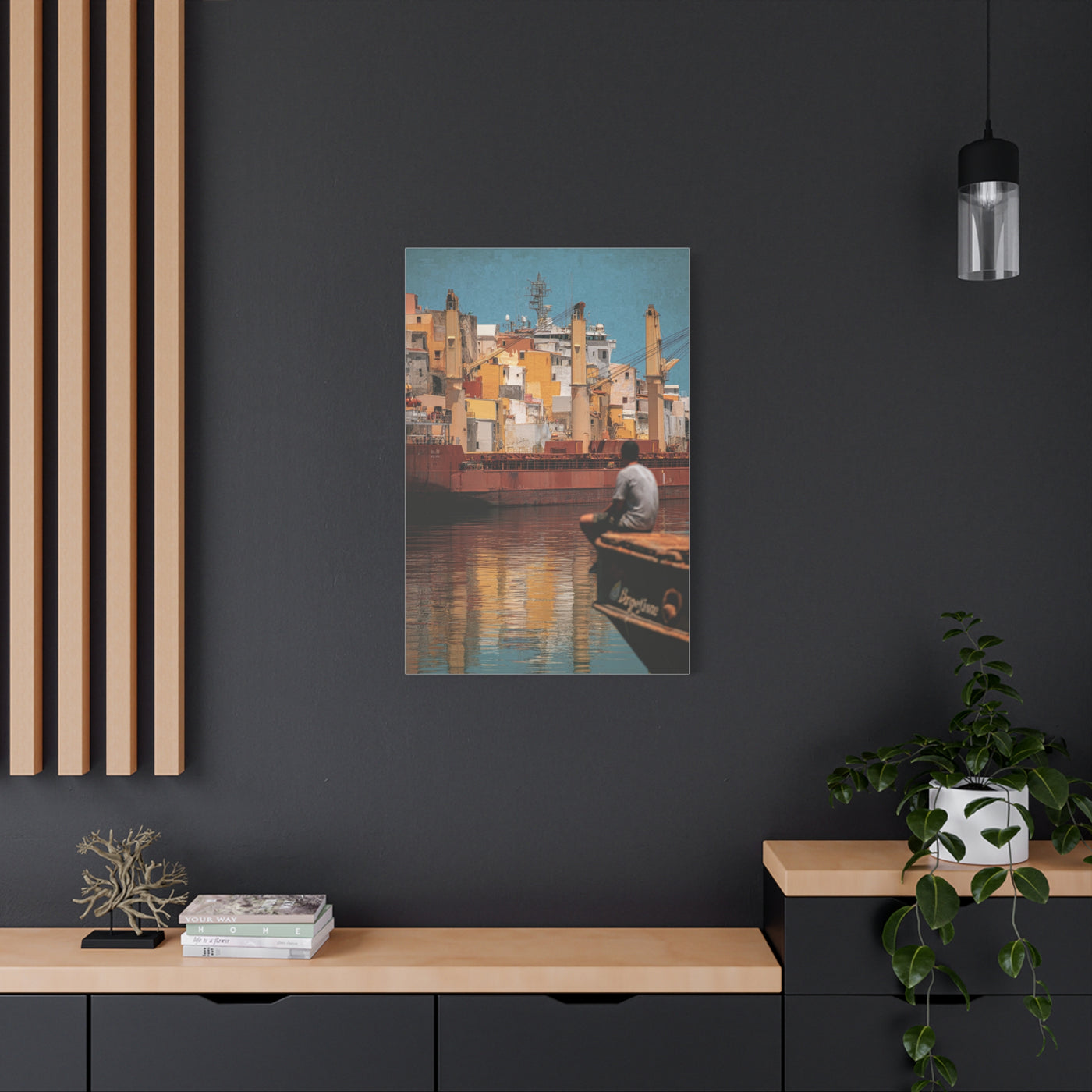 Mediterranean Industrial Harbor Contemporary Wall Art & Canvas Print