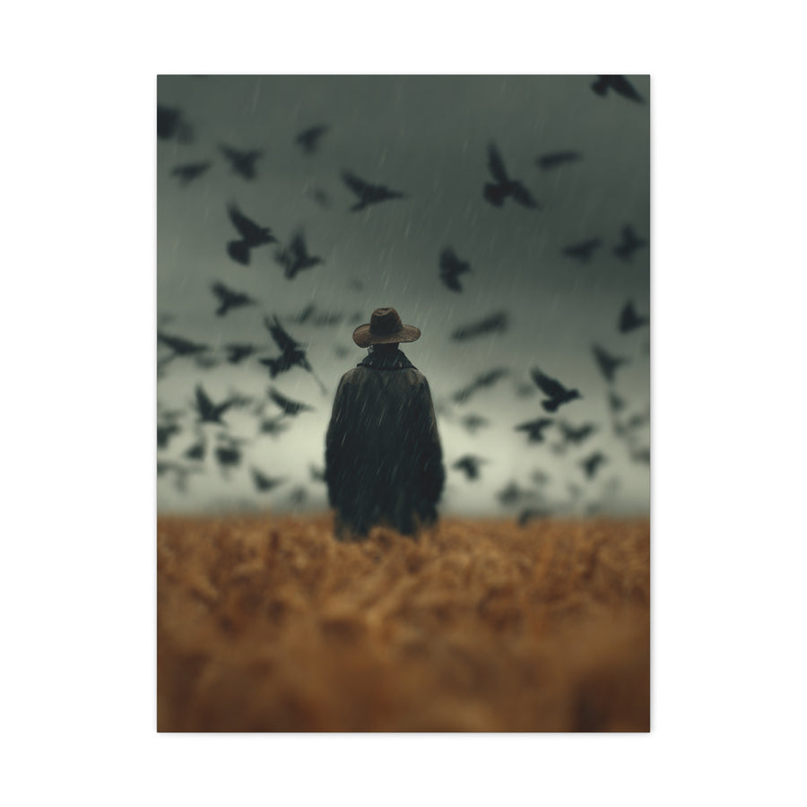 Scarecrow and Crows Autumn Field Wall Art & Canvas Print