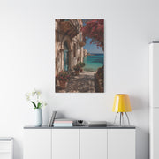 Sicilian Coastal Balcony Scene Wall Art & Canvas Print