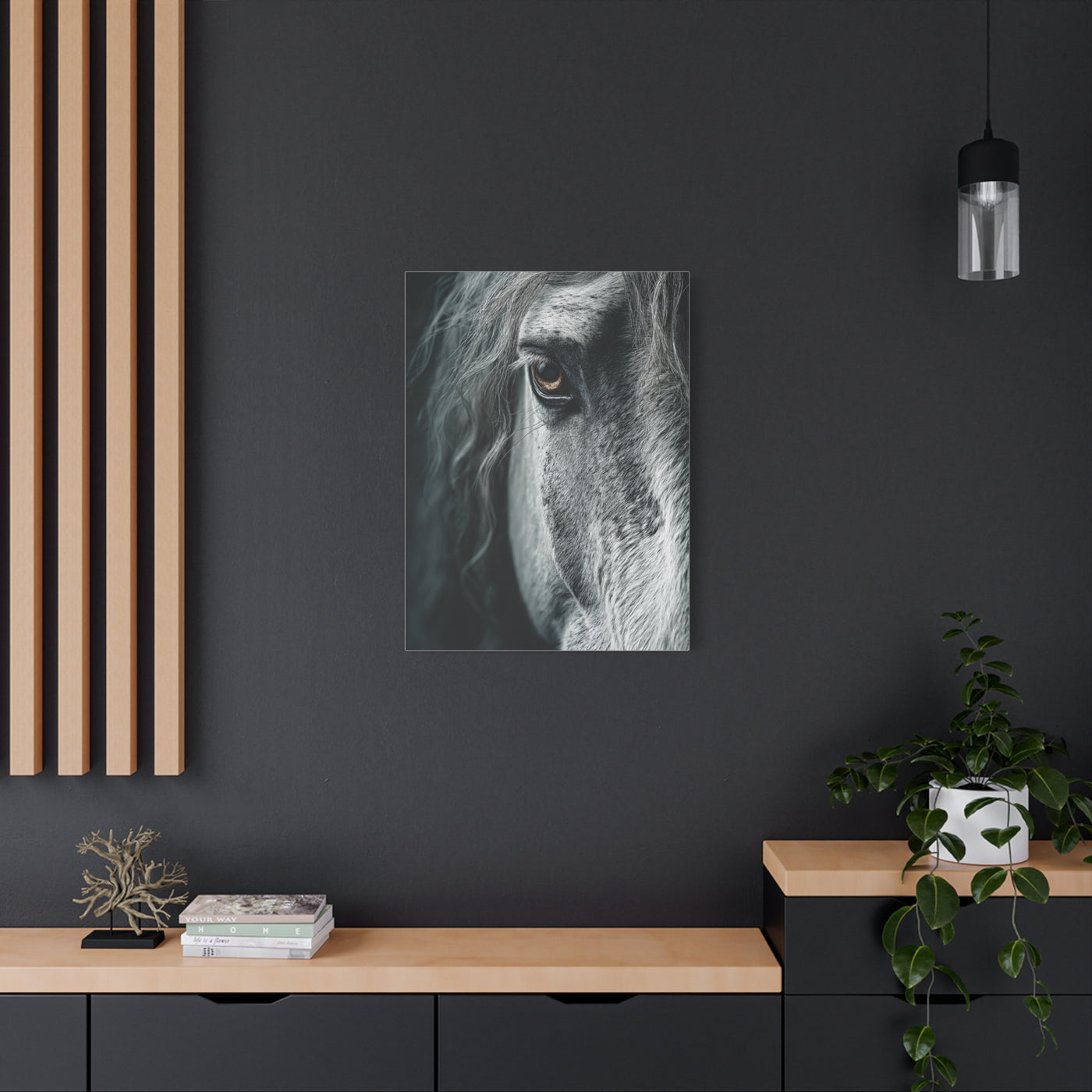 Horse Eye Intimate Monochrome Wall Art & Canvas Print