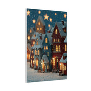 Nordic Winter Village Folk Scene Wall Art & Canvas Print