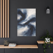 Expressive Navy Brush Flow Abstraction Wall Art & Canvas Print