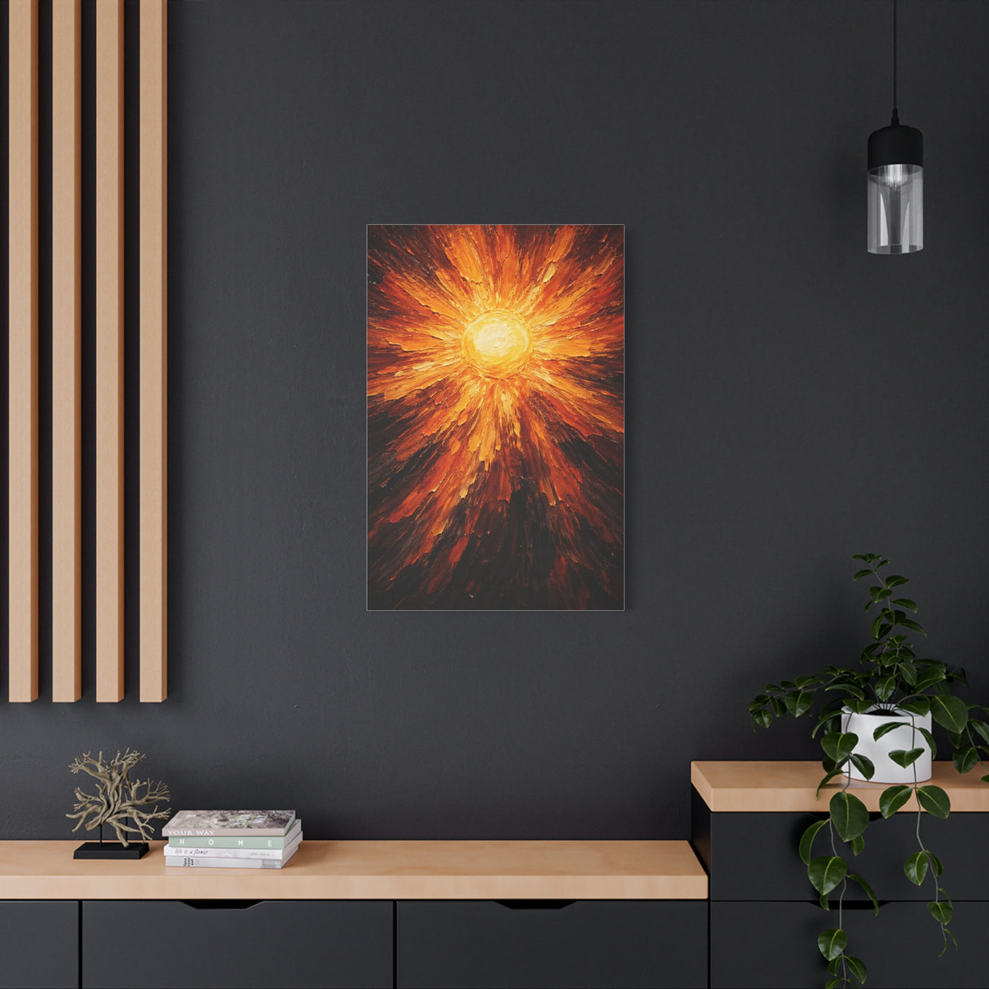 Radiant Solar Burst Impasto Wall Art & Canvas Print