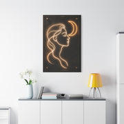 Neon Crescent Muse Line Art Wall Art & Canvas Print
