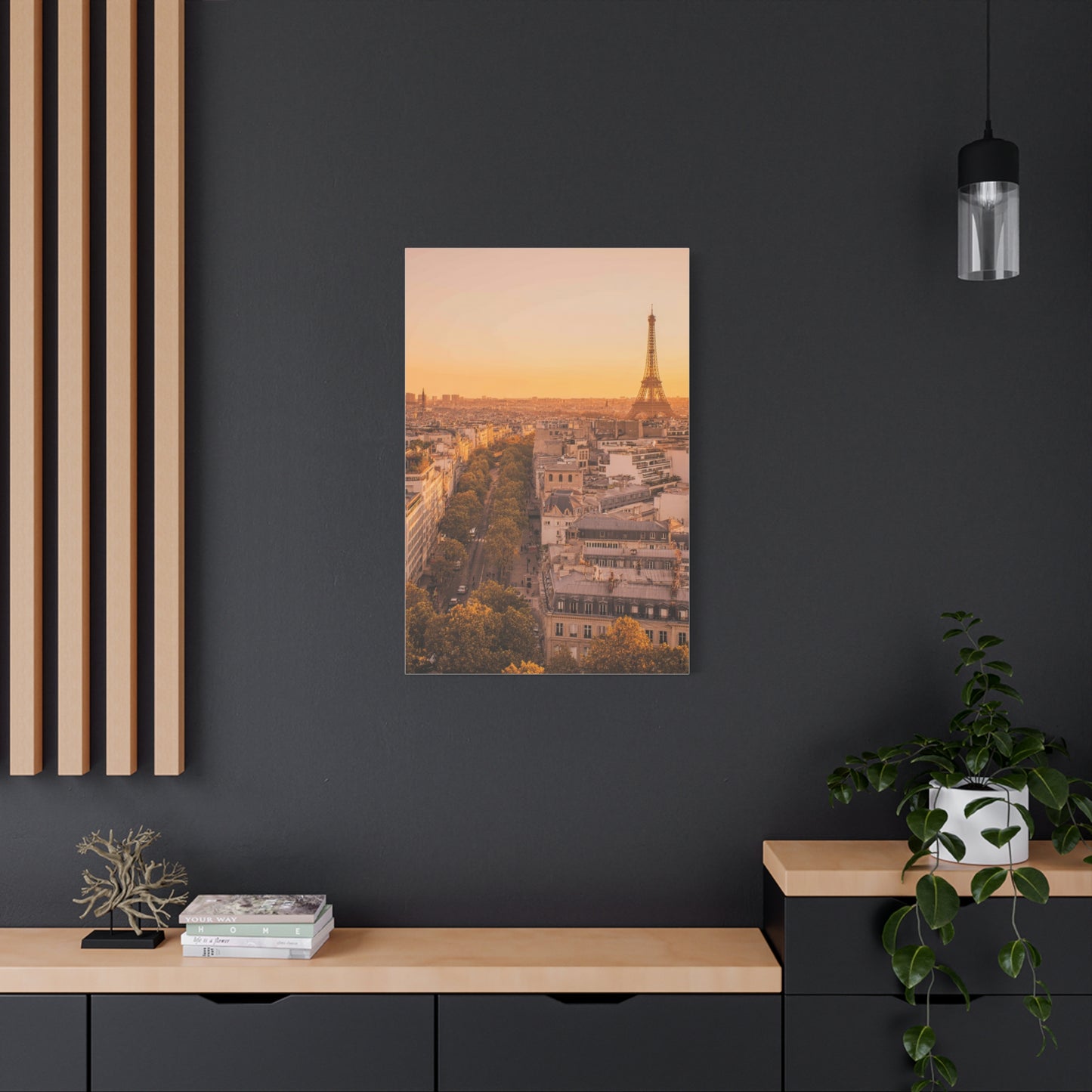 Paris Golden Sunset Skyline Wall Art & Canvas Print