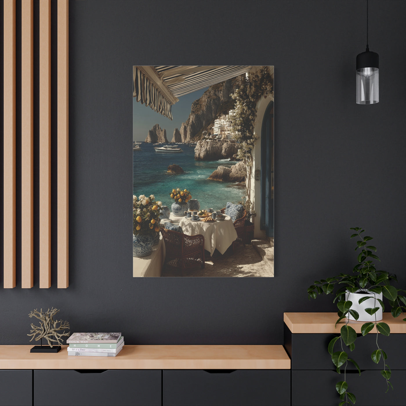 Capri Seaside Breakfast View Wall Art & Canvas Print
