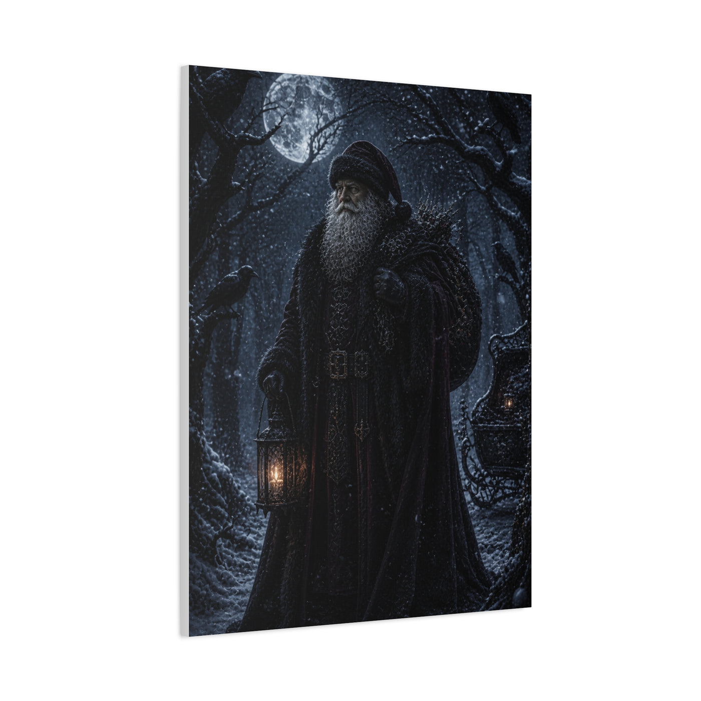 Gothic Moonlit Santa Forest Wall Art & Canvas Print