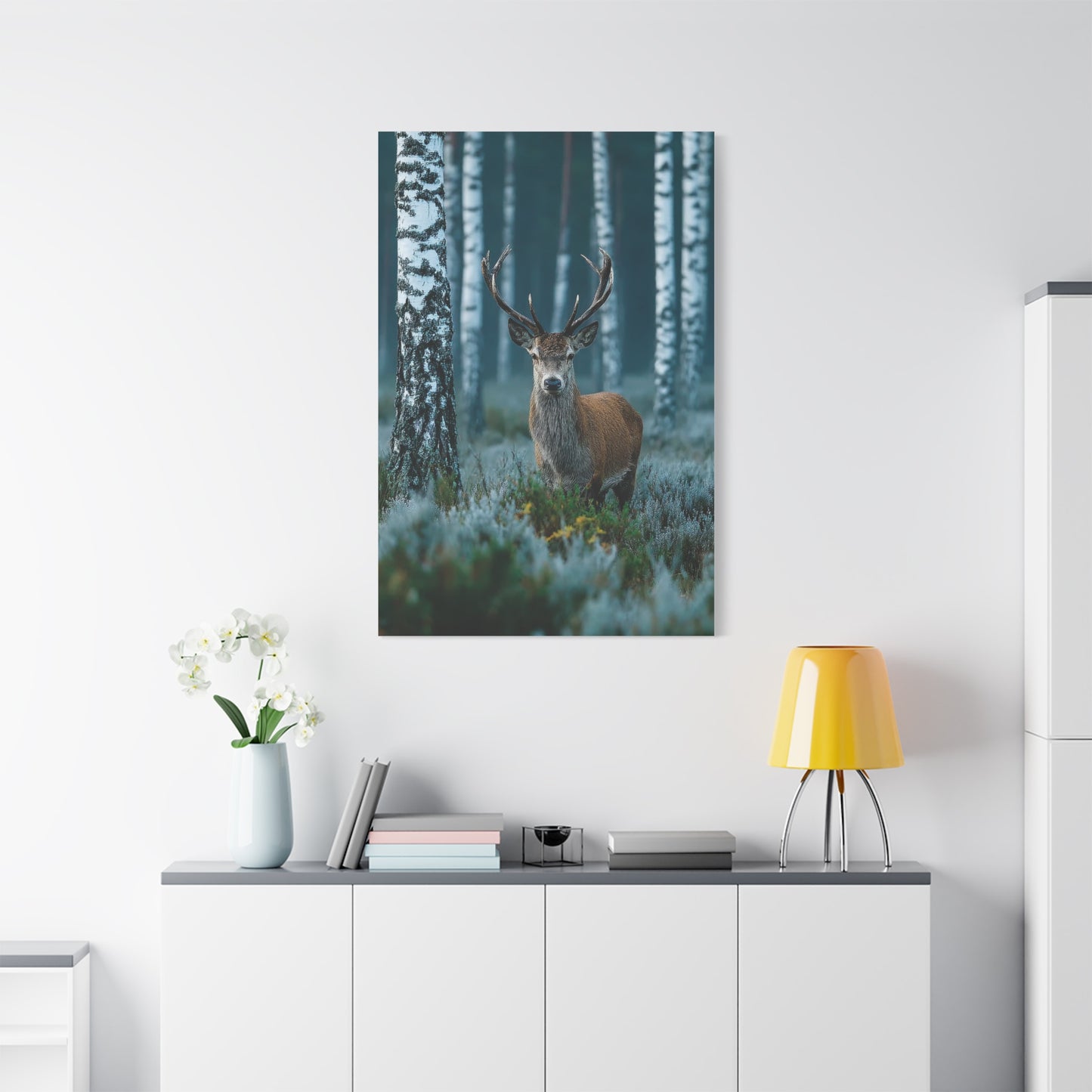 Scandinavian Woodland Stag Portrait Wall Art & Canvas Print