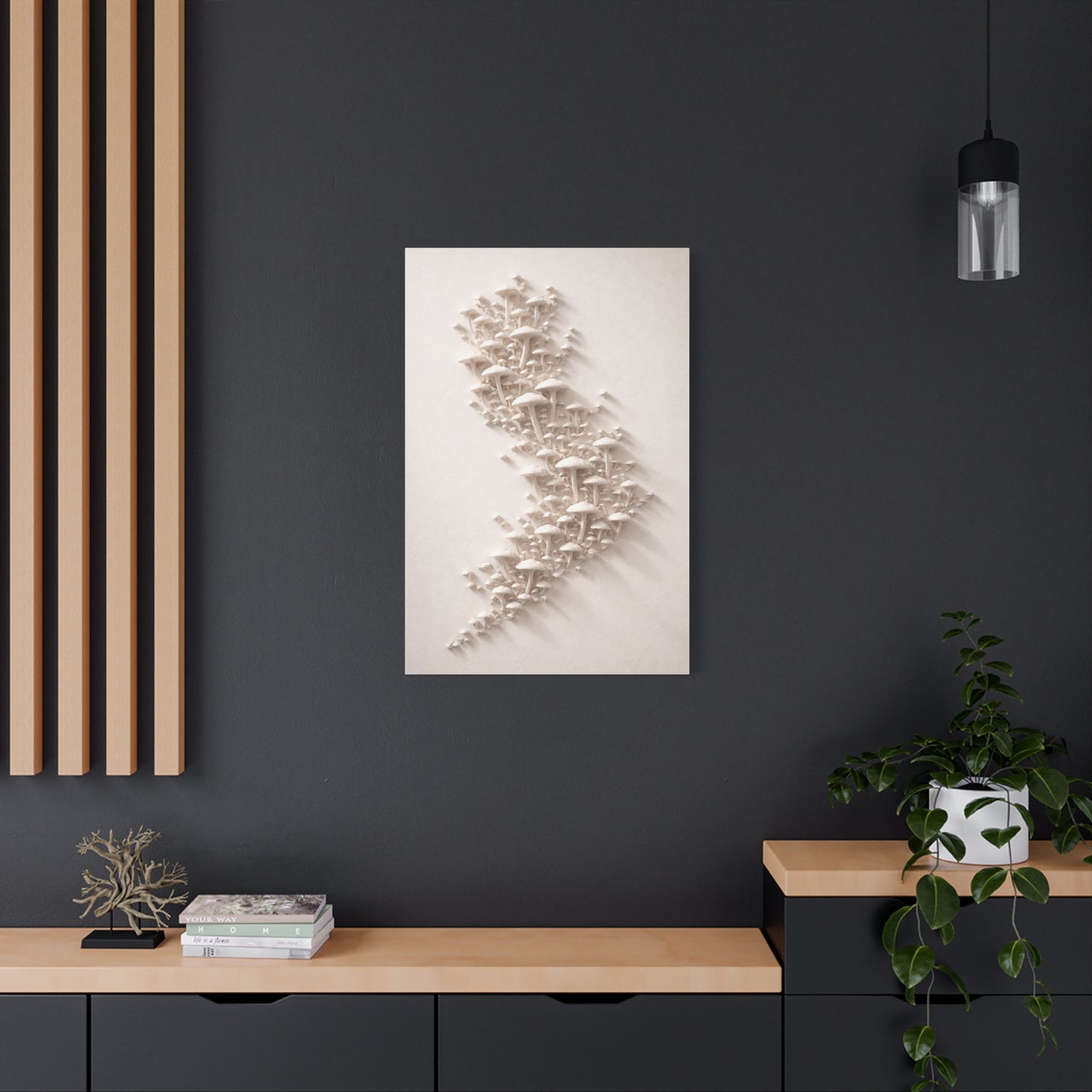 Modular 3D Stick-On Mushroom Colony Wall Art & Canvas Print