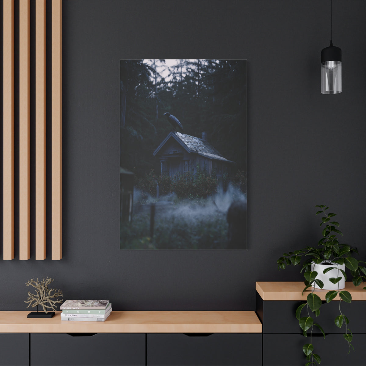Raven on Witch’s Cottage Roof Wall Art & Canvas Print