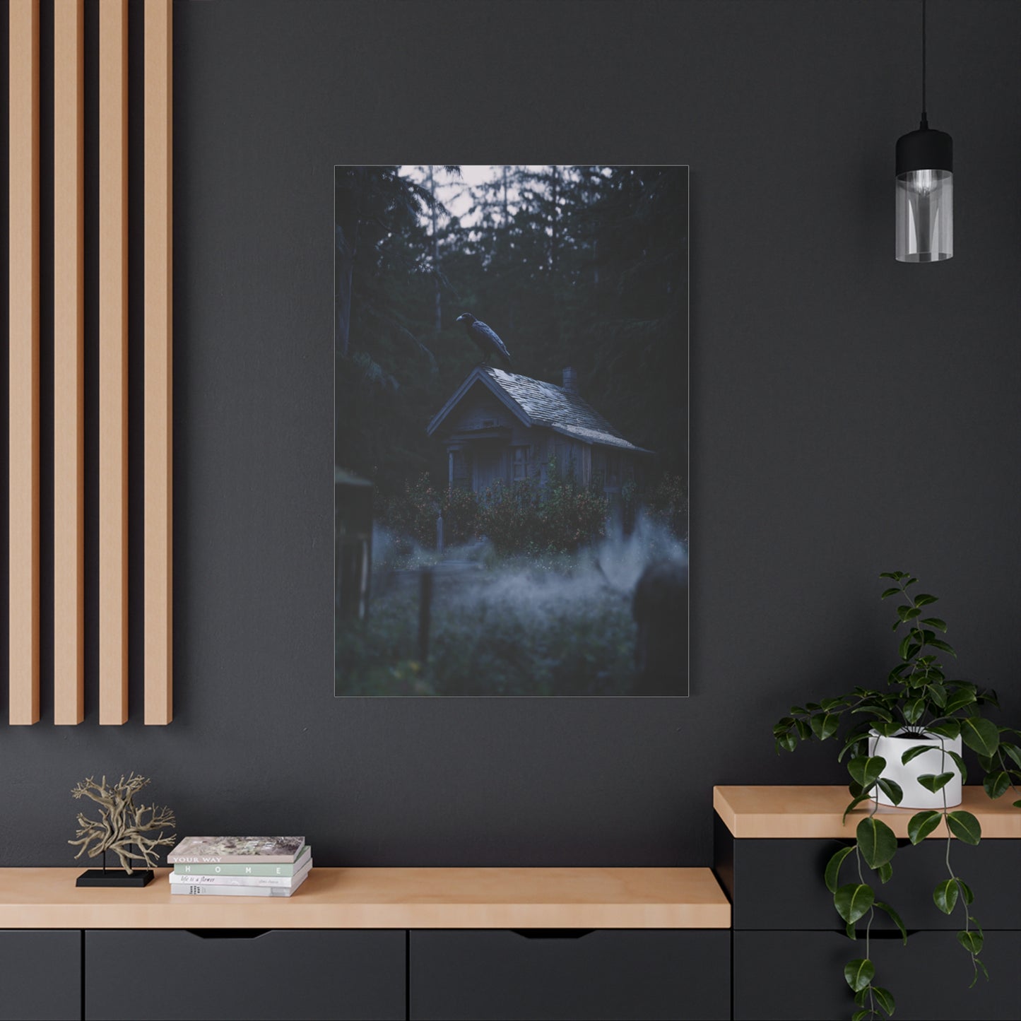 Raven on Witch’s Cottage Roof Wall Art & Canvas Print