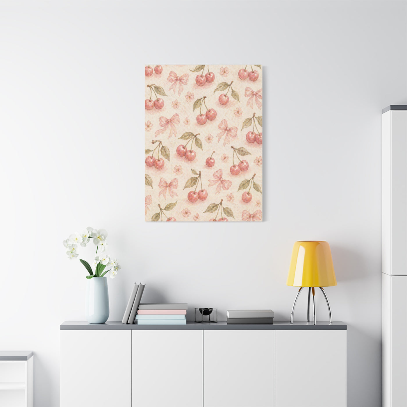 Pink Cherry Pattern Composition Wall Art & Canvas Print