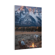 Lone Cowboy Walking Through Frontier Town Wall Art & Canvas Print