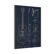 Acoustic Guitar Technical Blueprint Wall Art & Canvas Print