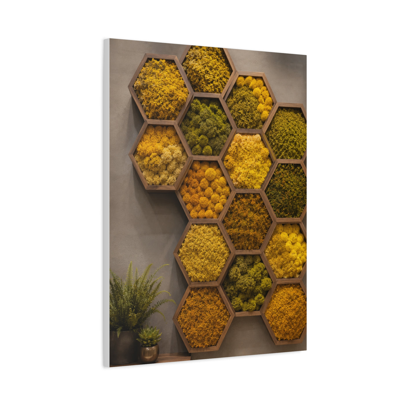 Honeycomb Preserved Moss Biophilic Installation Wall Art & Canvas Print