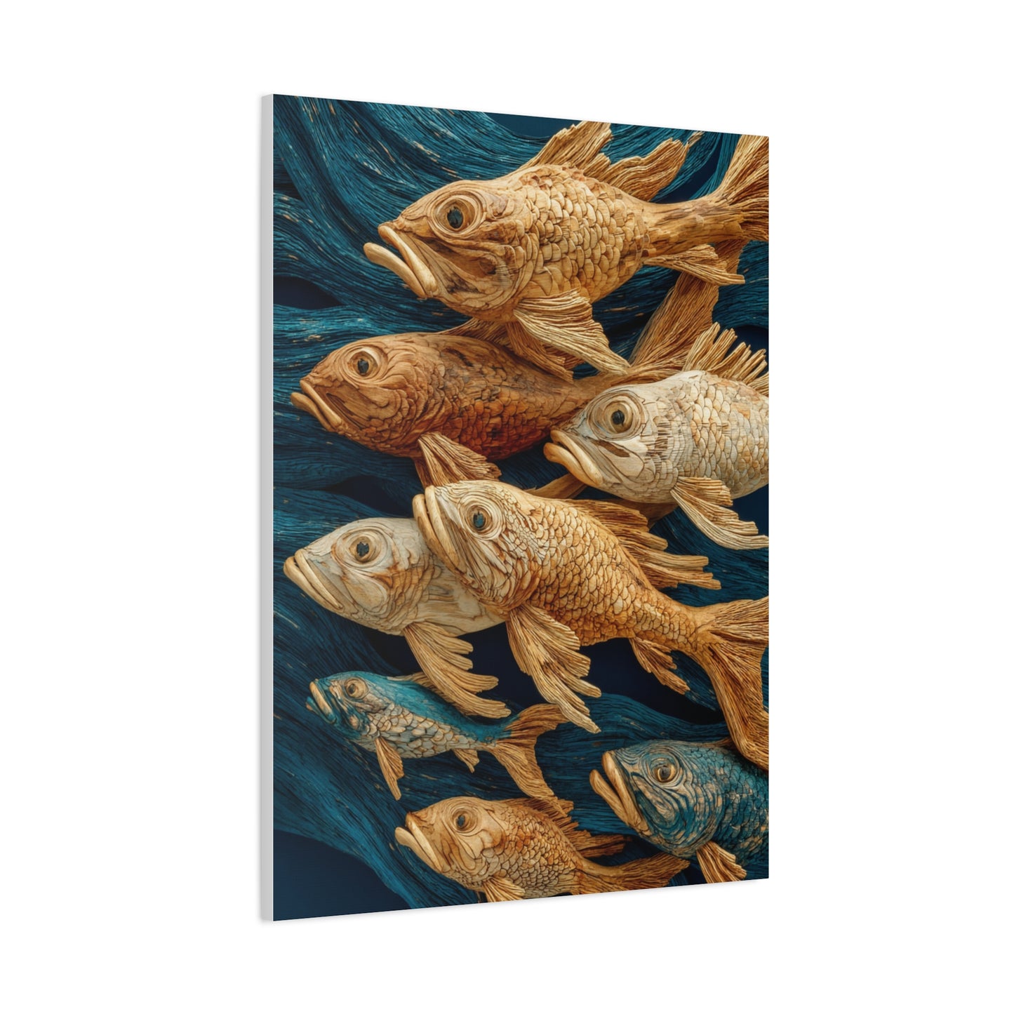 Driftwood School of Fish Relief Wall Art & Canvas Print