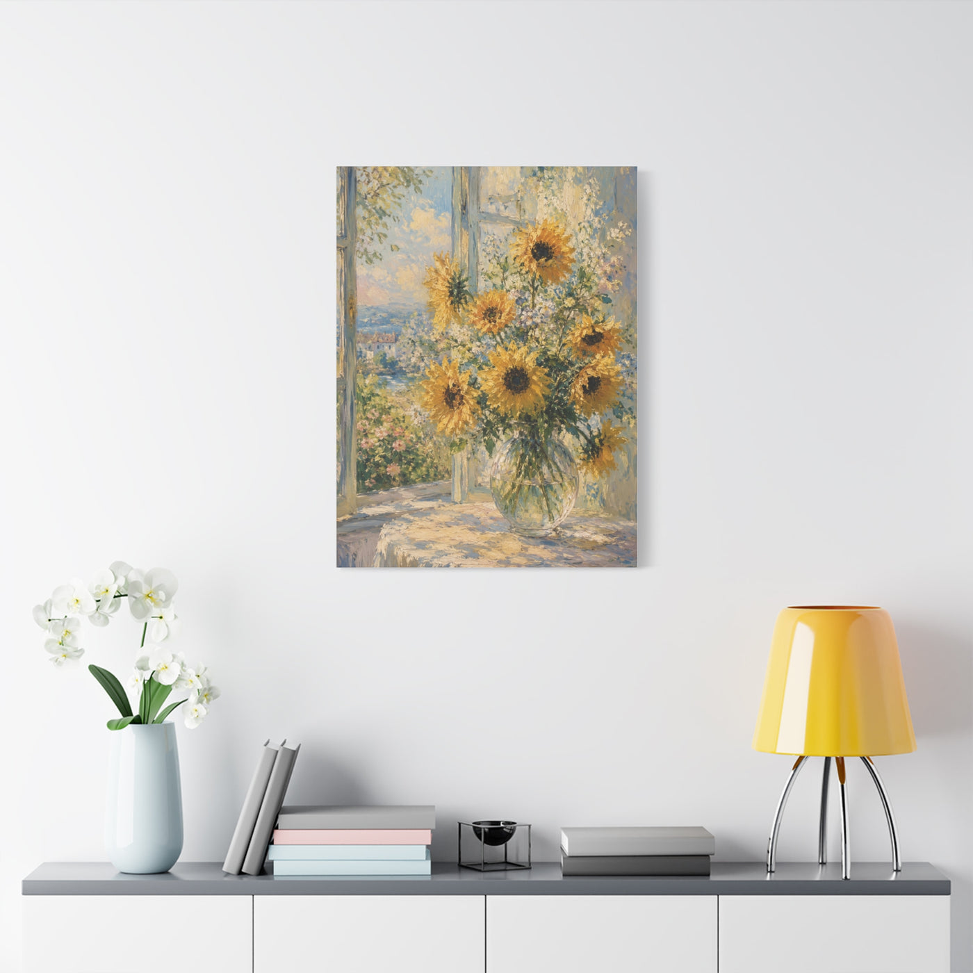 Sunlit Window Sunflower Still Life Wall Art & Canvas Print