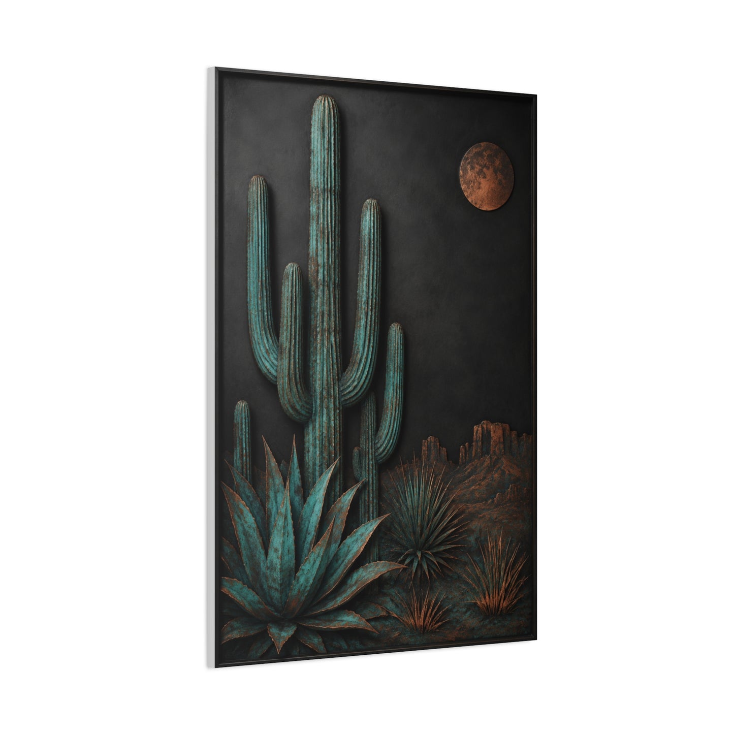 Turquoise Patina Desert Cactus Wall Art & Canvas Print
