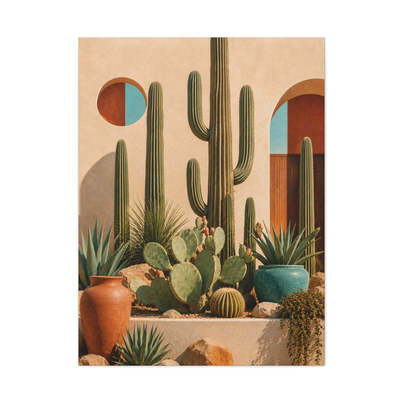 Desert Modern Cactus Garden Southwest Wall Art & Canvas Print