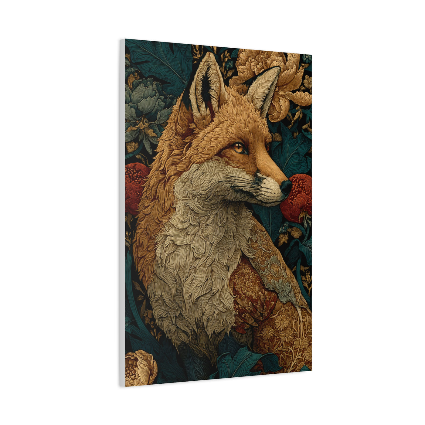 William Morris Style Ornamental Fox Wall Art & Canvas Print