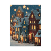 Nordic Winter Village Folk Scene Wall Art & Canvas Print