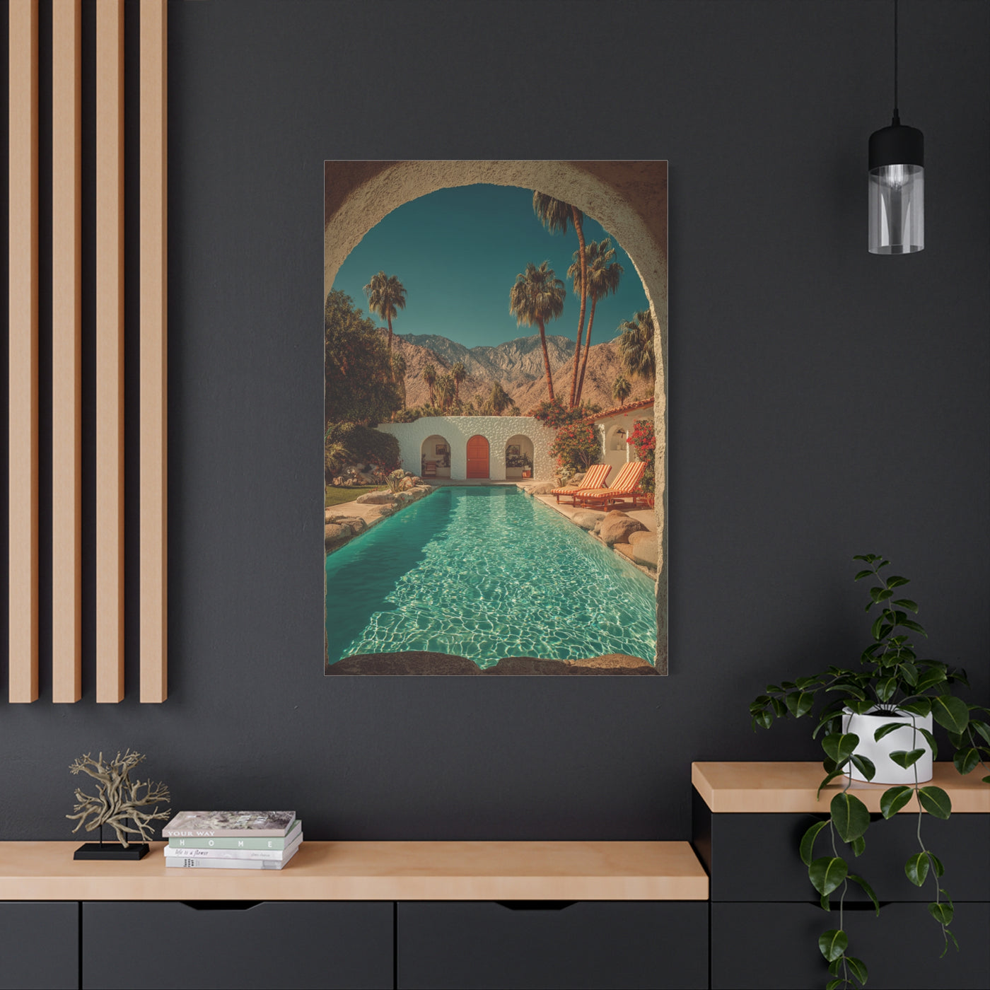 Palm Springs Courtyard Pool Escape Wall Art & Canvas Print