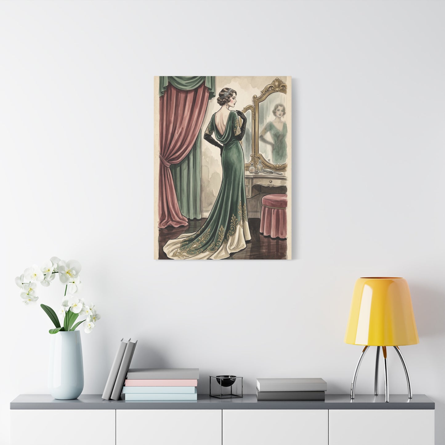 Vintage Fashion Atelier Illustration Wall Art & Canvas Print