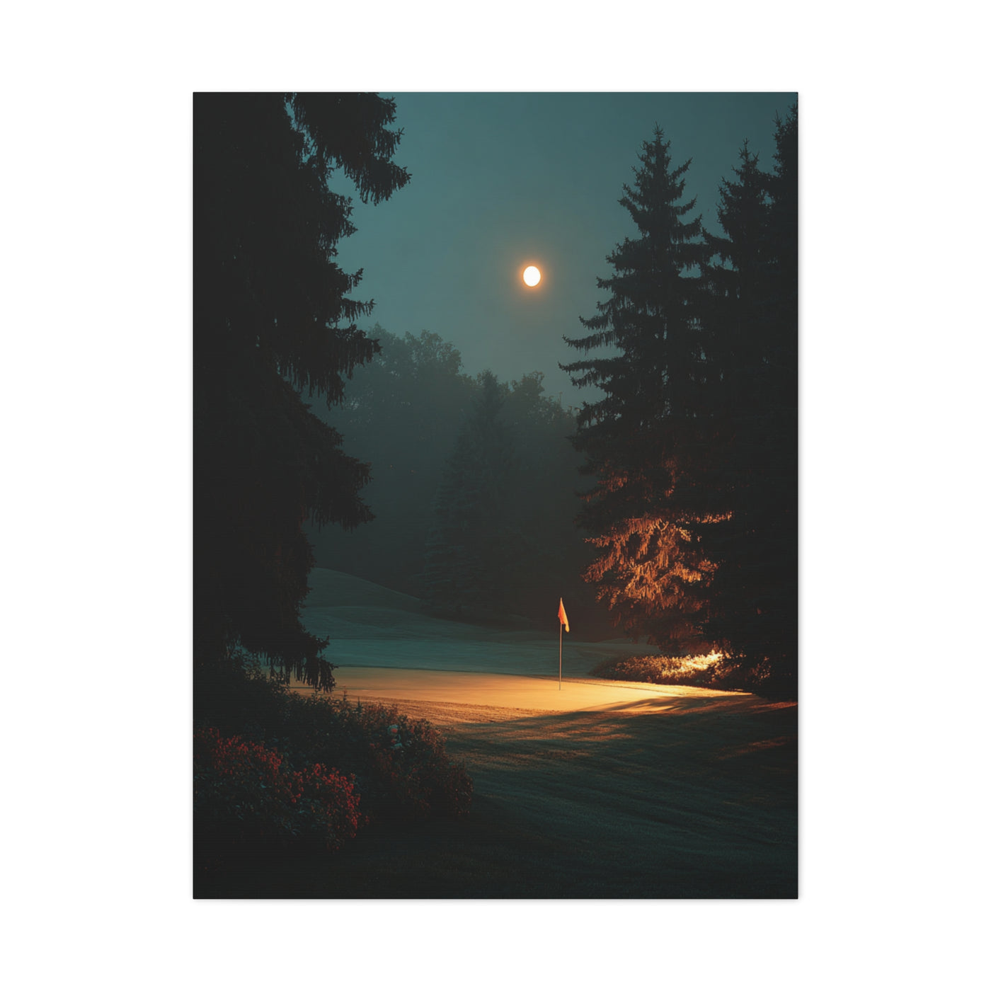 Moonlit Golf Green Cinematic Wall Art & Canvas Print
