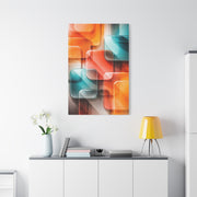 Tangerine and Teal Acrylic Geometry Wall Art & Canvas Print