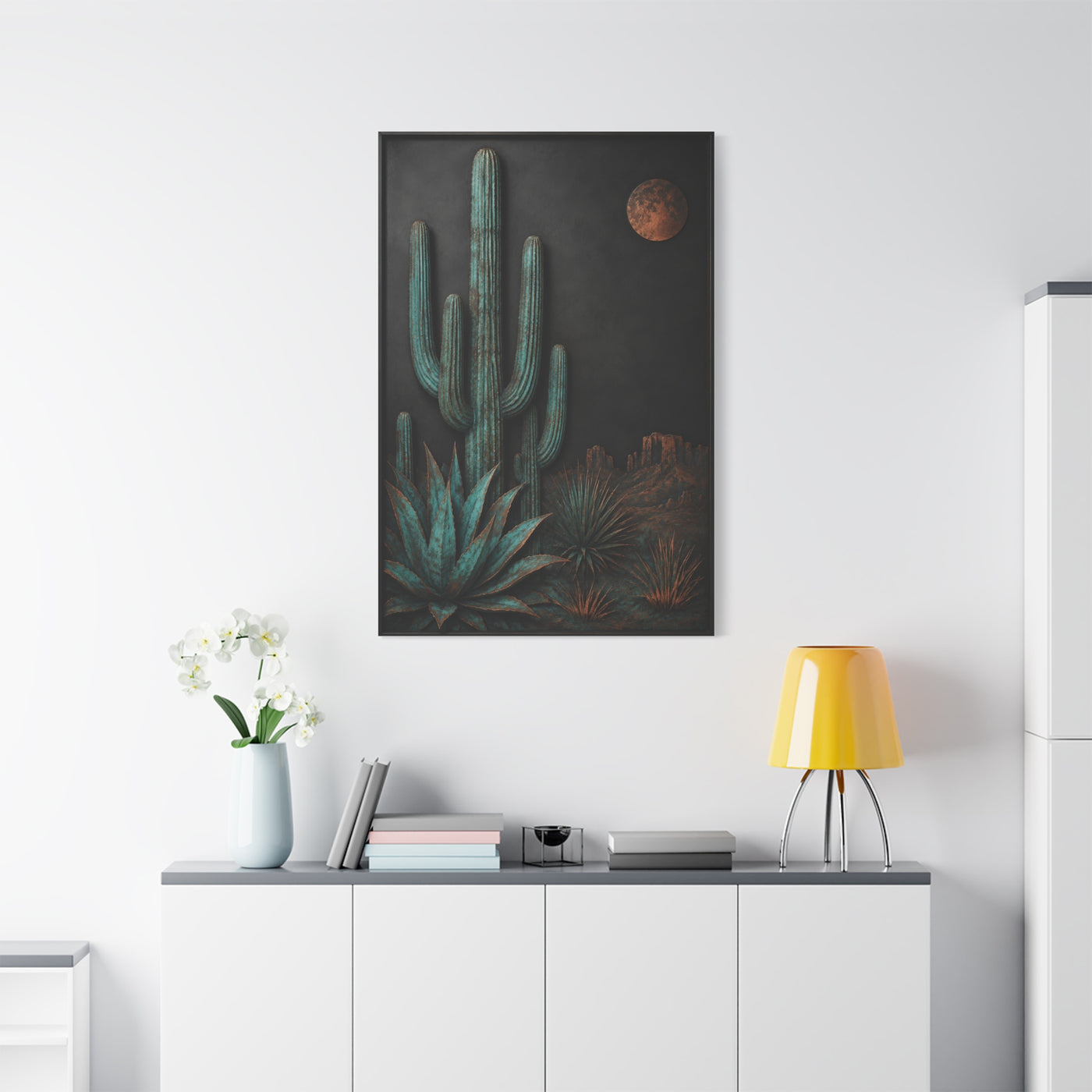 Turquoise Patina Desert Cactus Wall Art & Canvas Print