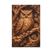 Hand-Carved Owl Family Wood Relief Wall Art & Canvas Print