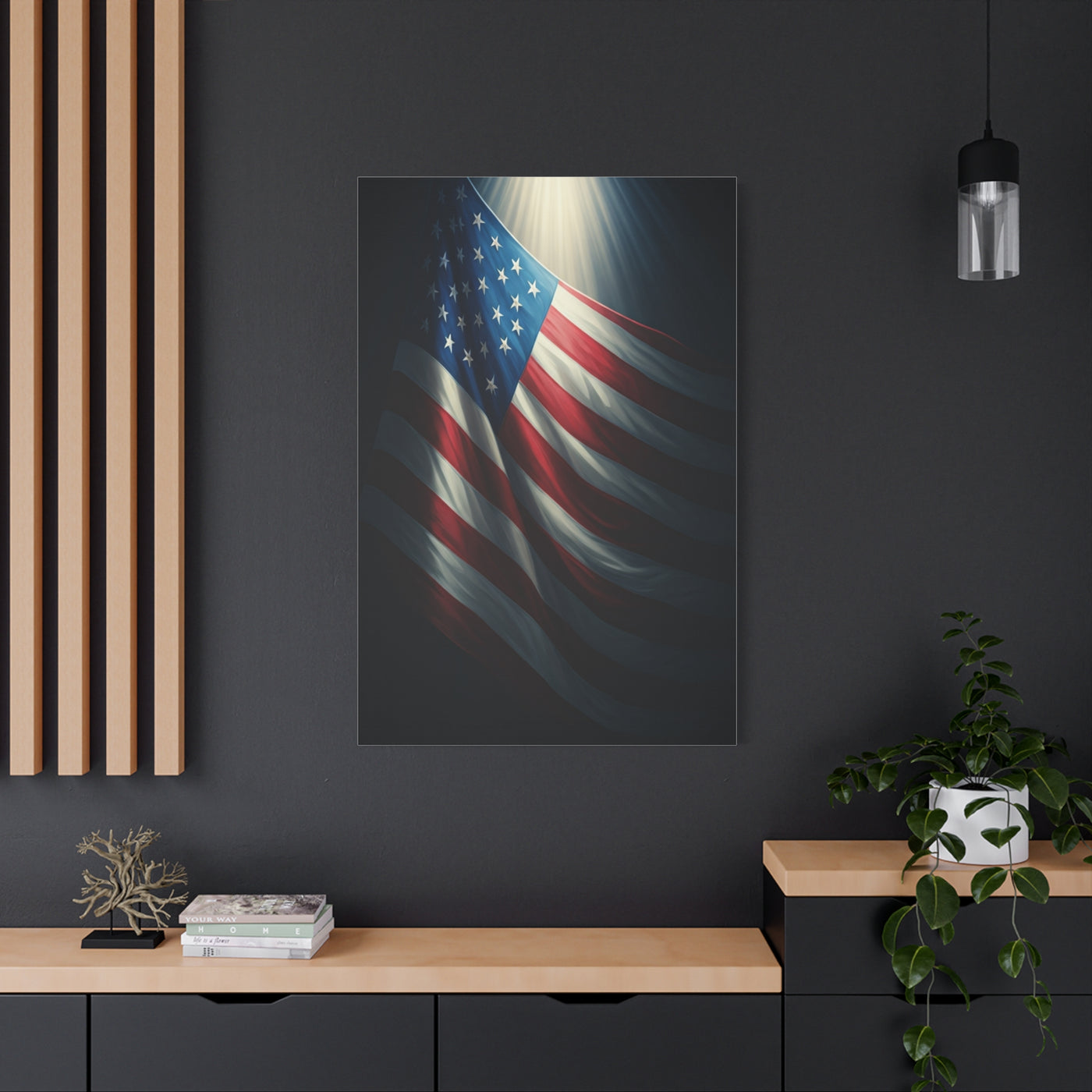 Spotlight American Flag Honor Wall Art & Canvas Prints