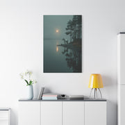 Gray Horse Moonlit Lake Wall Art & Canvas Print