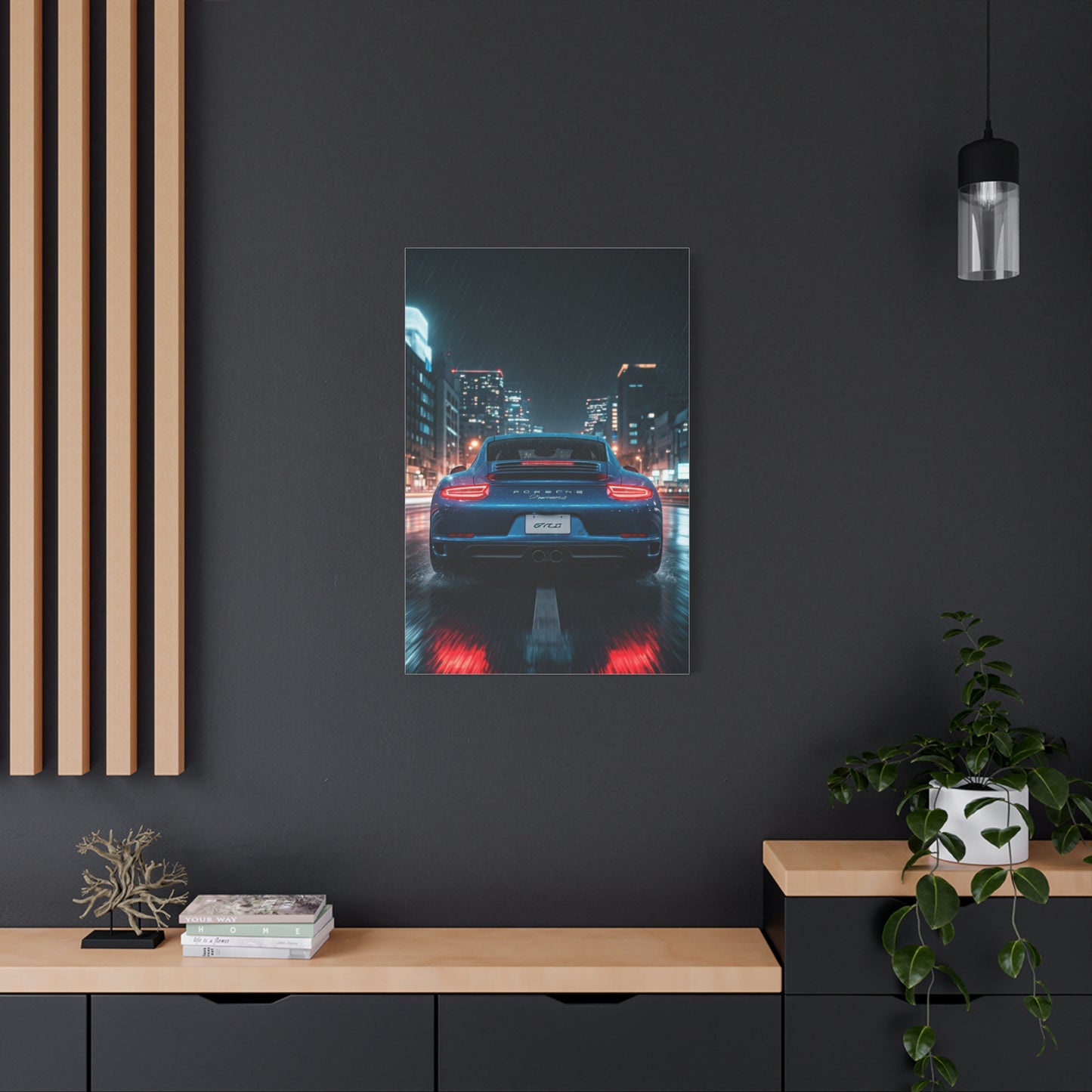 Porsche 911 Carrera 4 GTS Neon City Reflections Wall Art & Canvas Prints