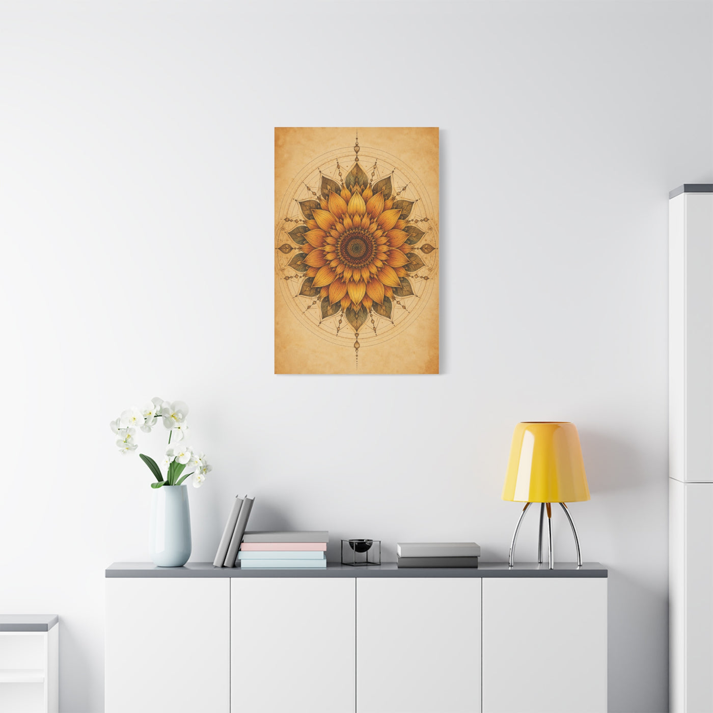 Sacred Sunflower Mandala Wall Art & Canvas Print