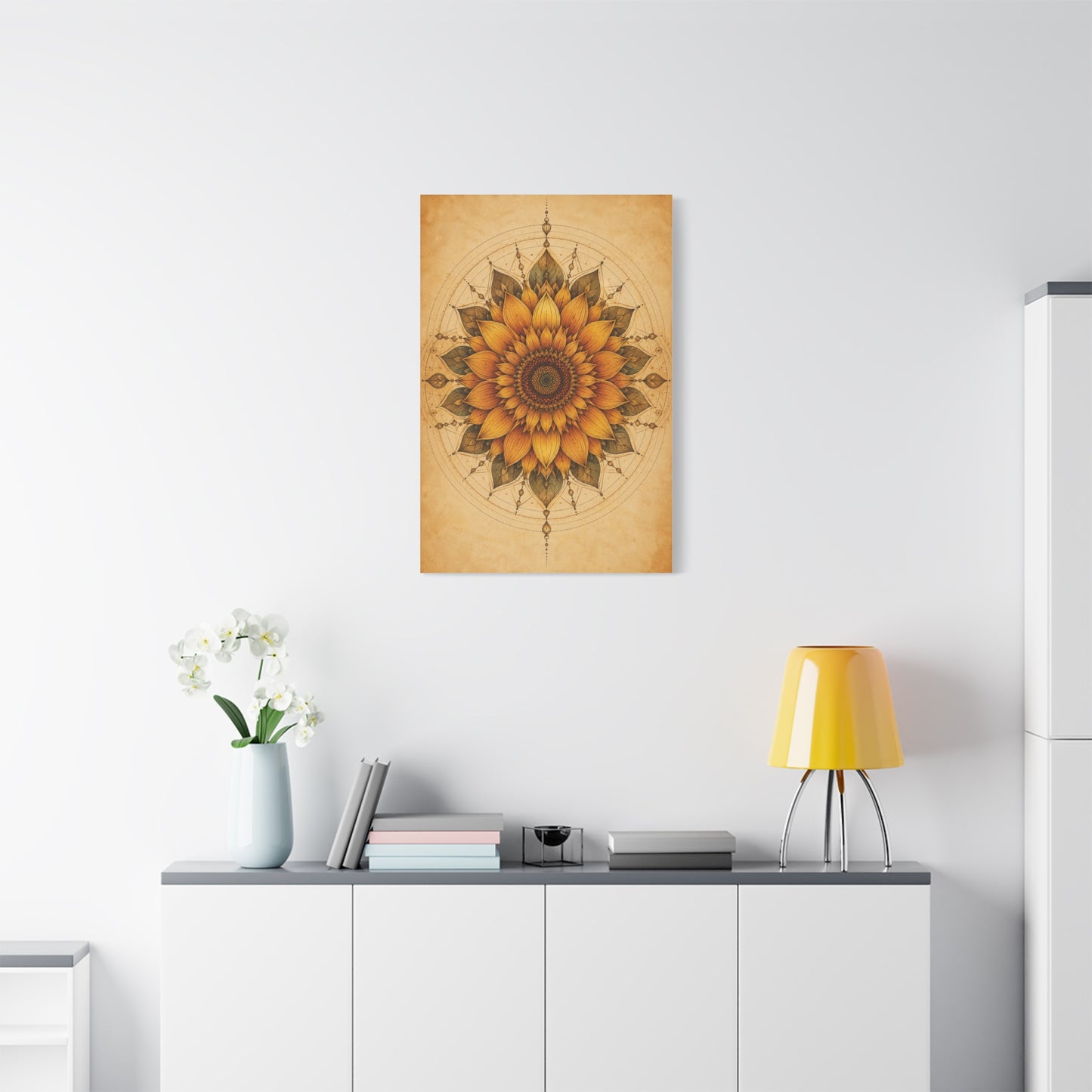 Sacred Sunflower Mandala Wall Art & Canvas Print