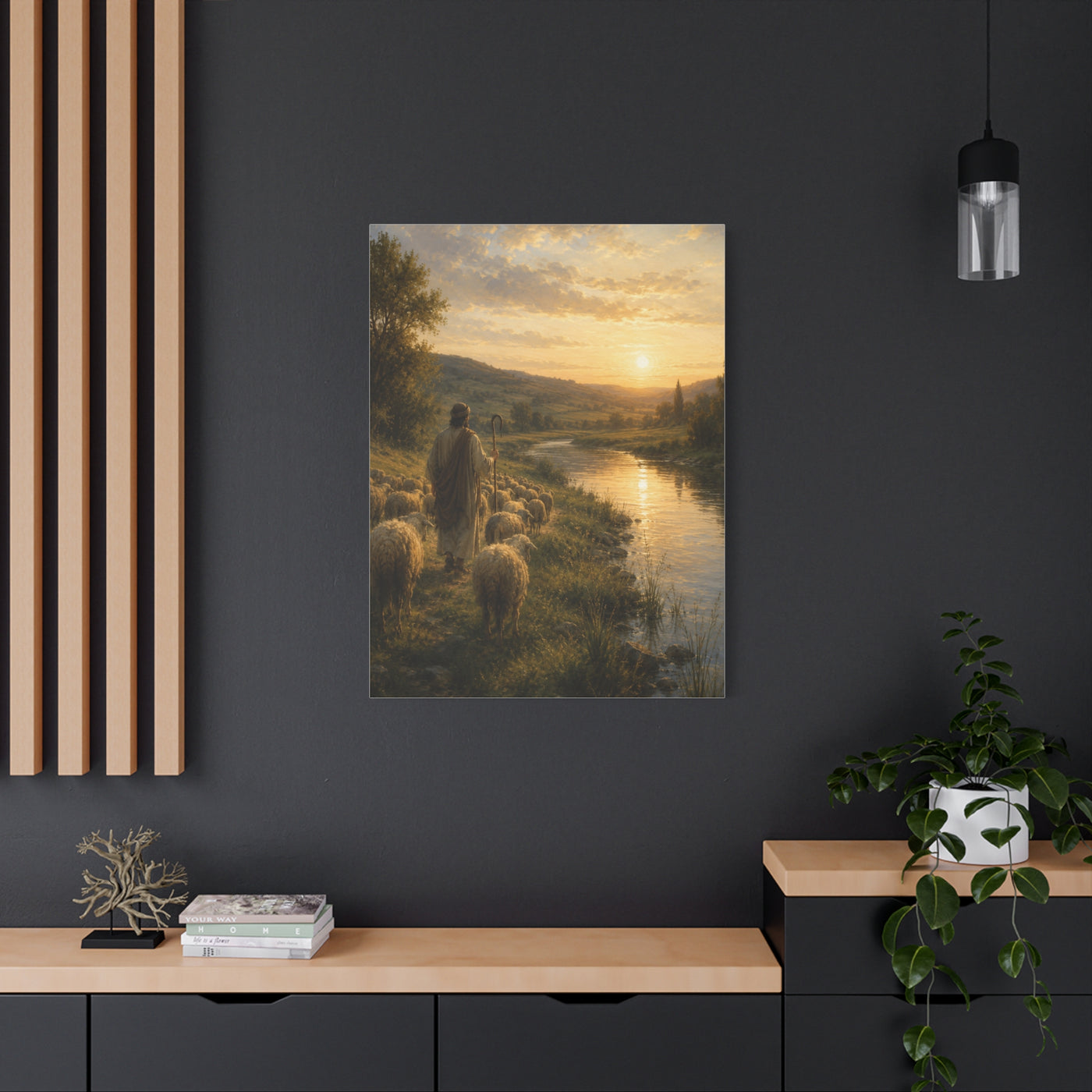 Psalm 23 Shepherd Beside Still Waters Scripture Wall Art & Canvas Print