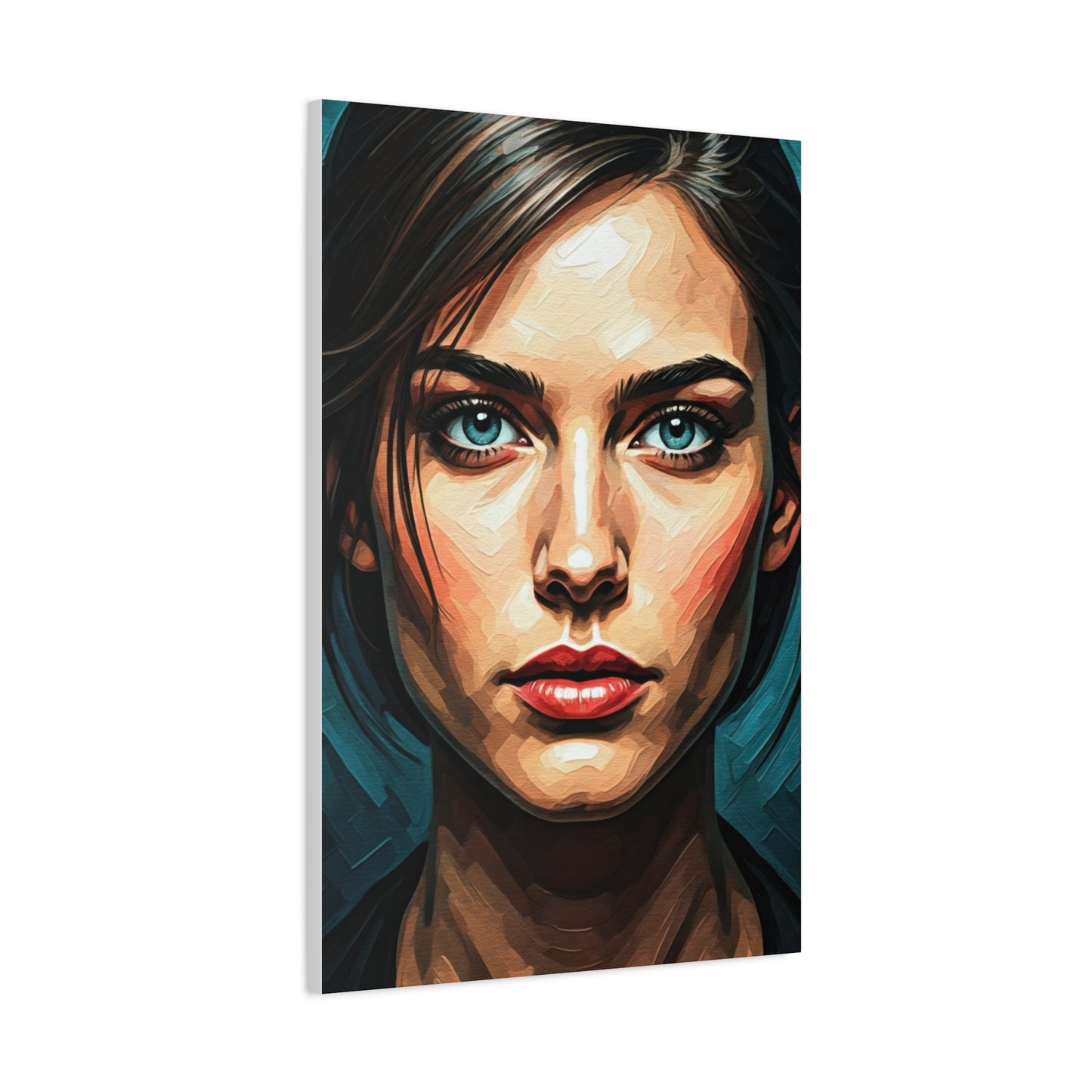 Piercing Azure Gaze Portrait Wall Art & Canvas Print